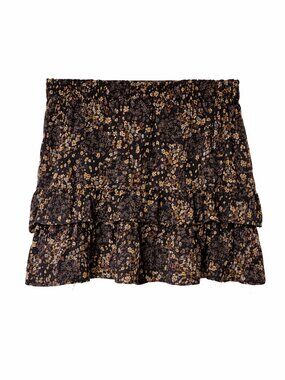 Maurices Black Floral Tiered Ruffle Skirt Spring Summer Cottagecore 3X